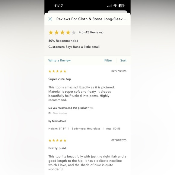 NWT new Anthropologie cloth & stone long sleeve Henley top blue plaid medium - Picture 15 of 16